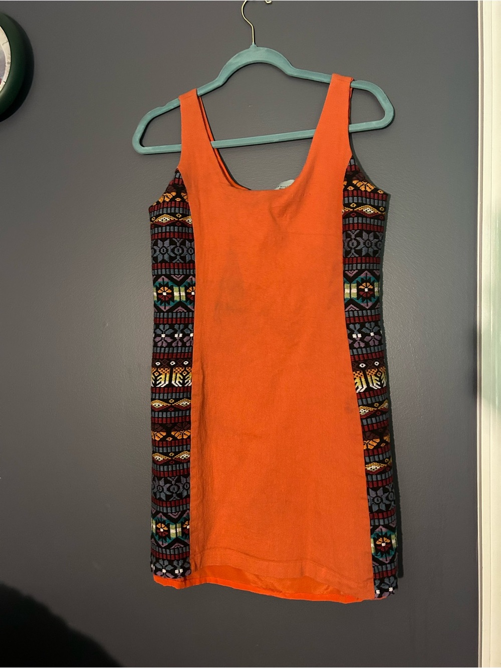 Judith March Orange Dress with Patterned Trim